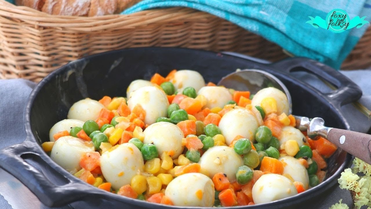 CREAMY MIXED VEGETABLES WITH QUAIL EGGS