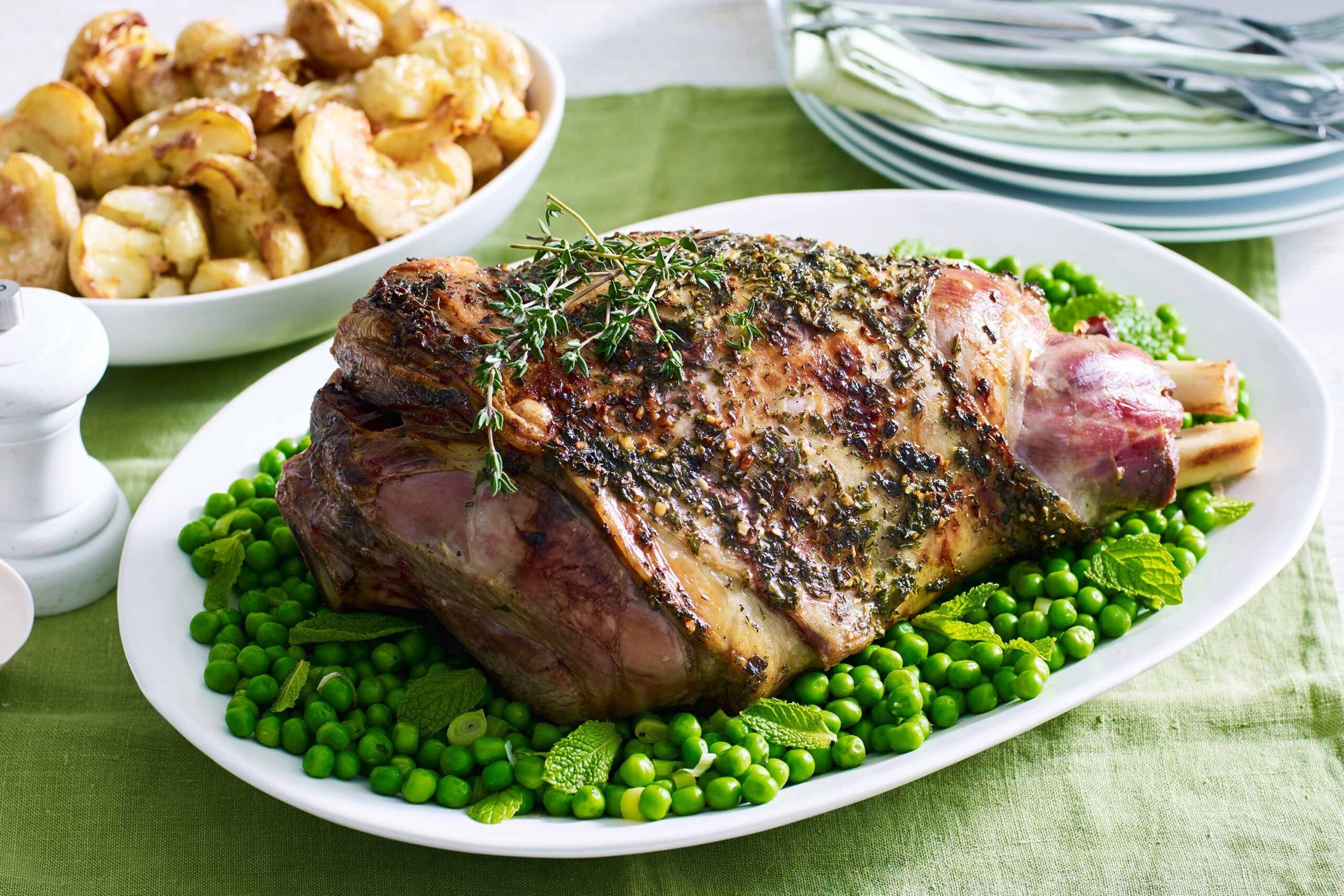 Easter lamb with peas