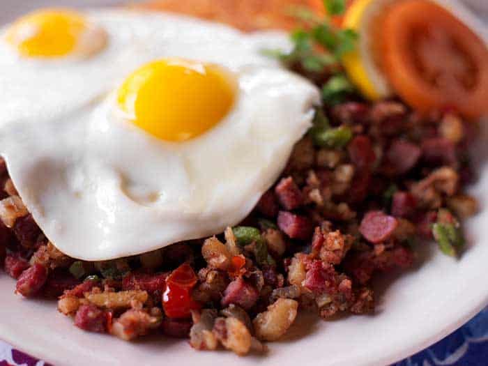Grilled corned beef hash