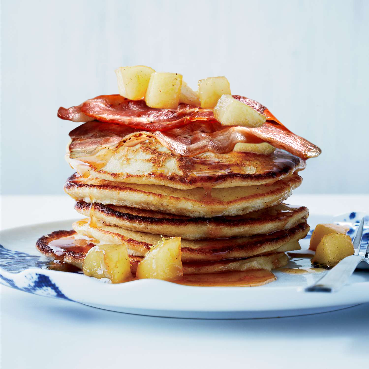 Buttermilk pancakes with maple bacon