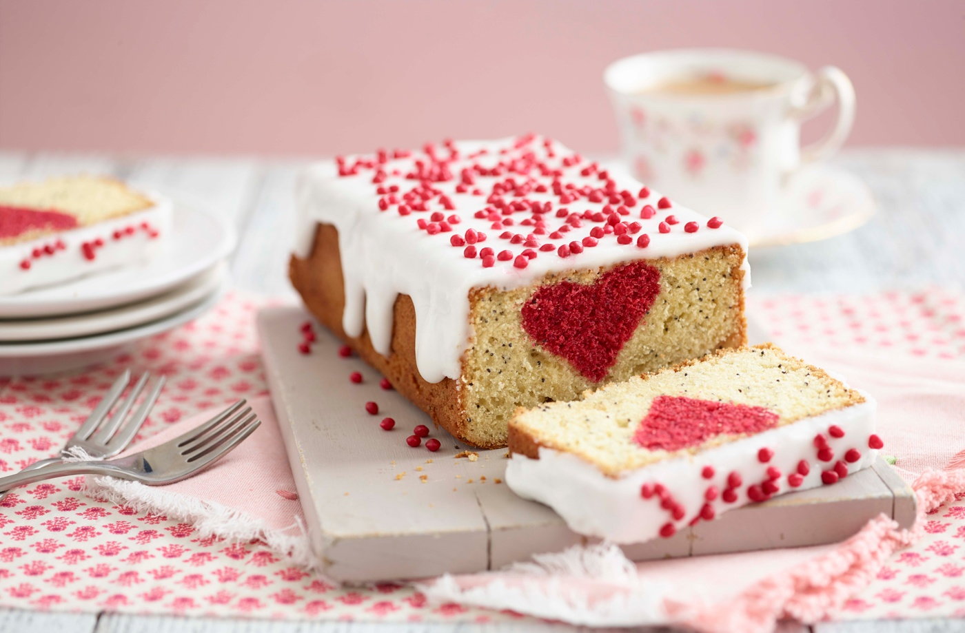 Hidden heart loaf cake