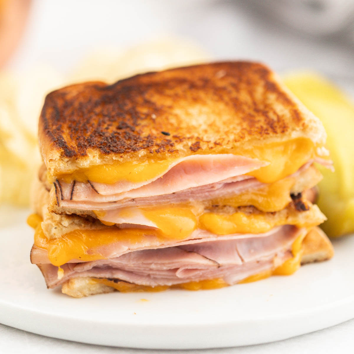 French toast with ham and cheddar