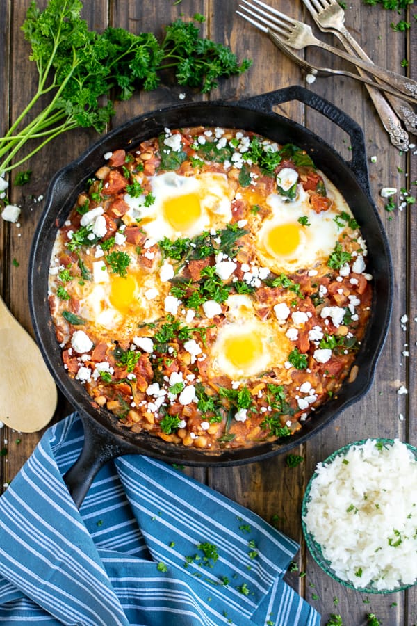 Smoky spinach shakshuka