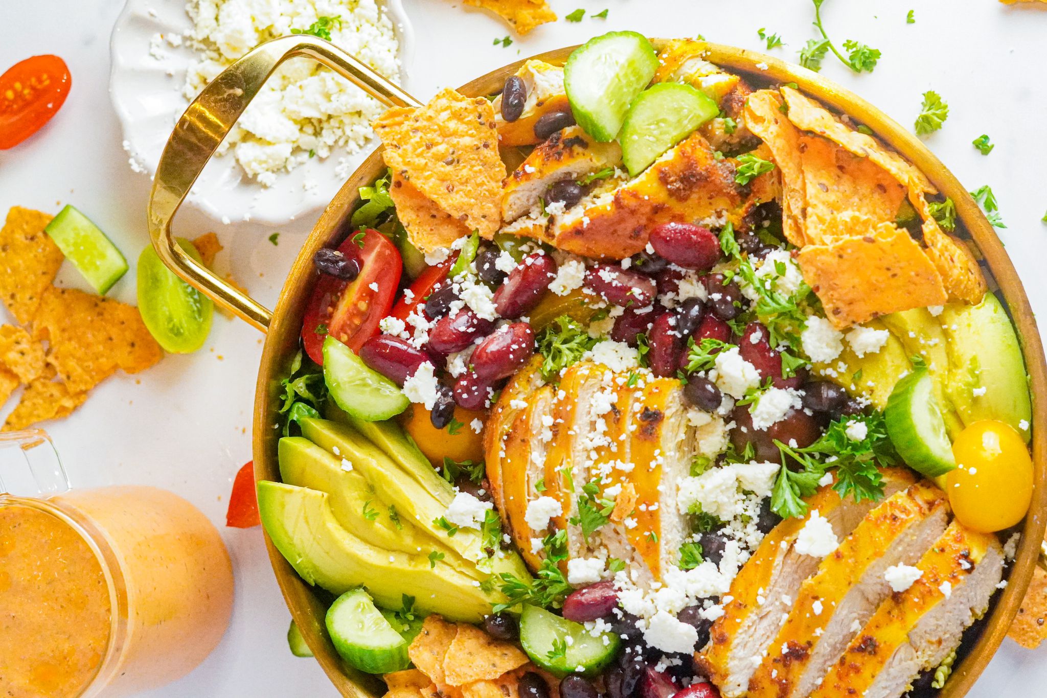 Griddled peppers and chipotle chicken salad