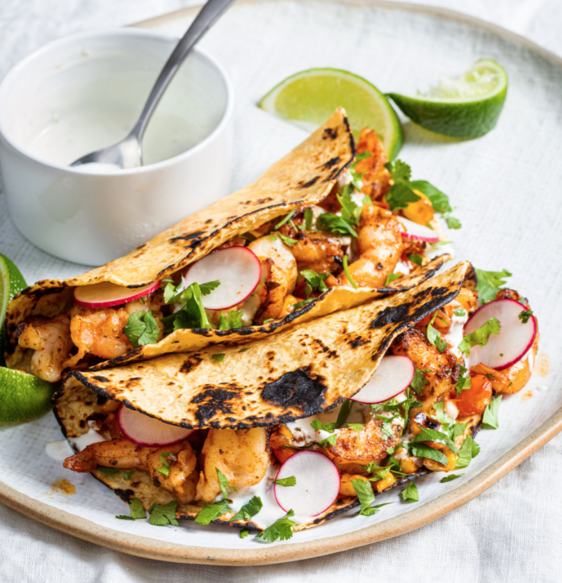 Chipotle prawn tacos