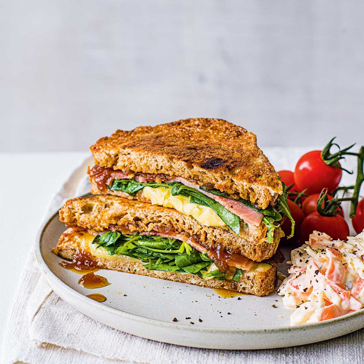 Eggy bread cheese and ham toastie