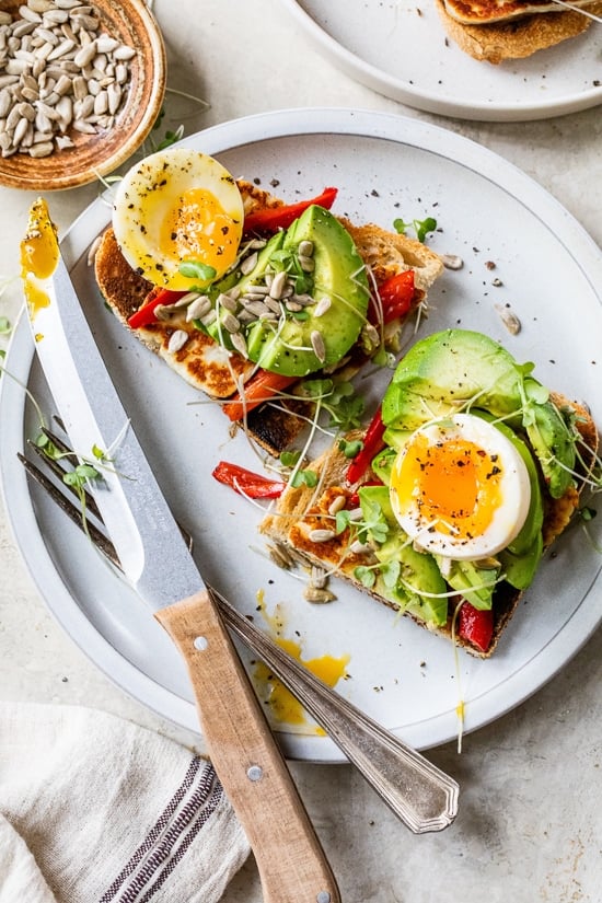 Hot honey halloumi avocado toast