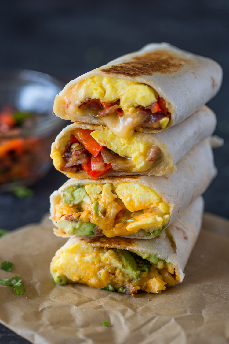 Cracking egg tortilla wrap