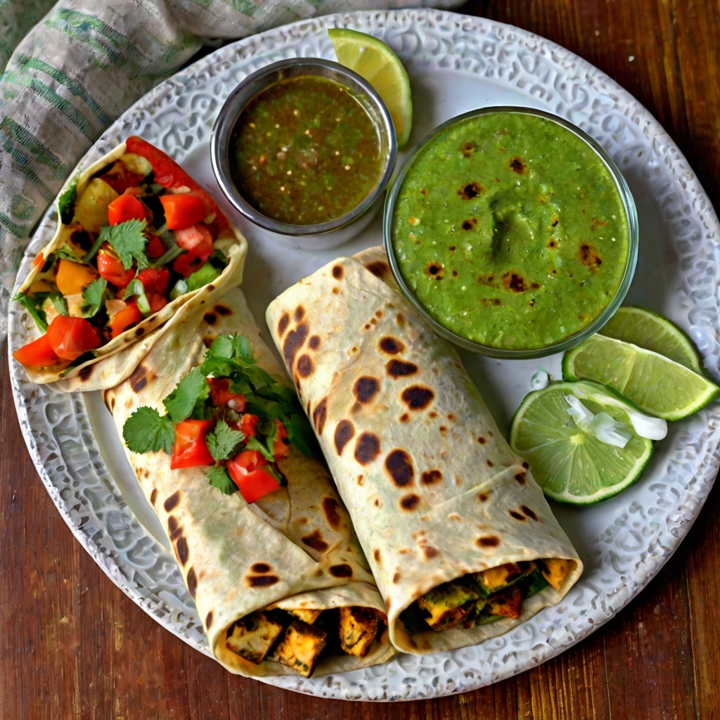 Vibrant green paneer wraps