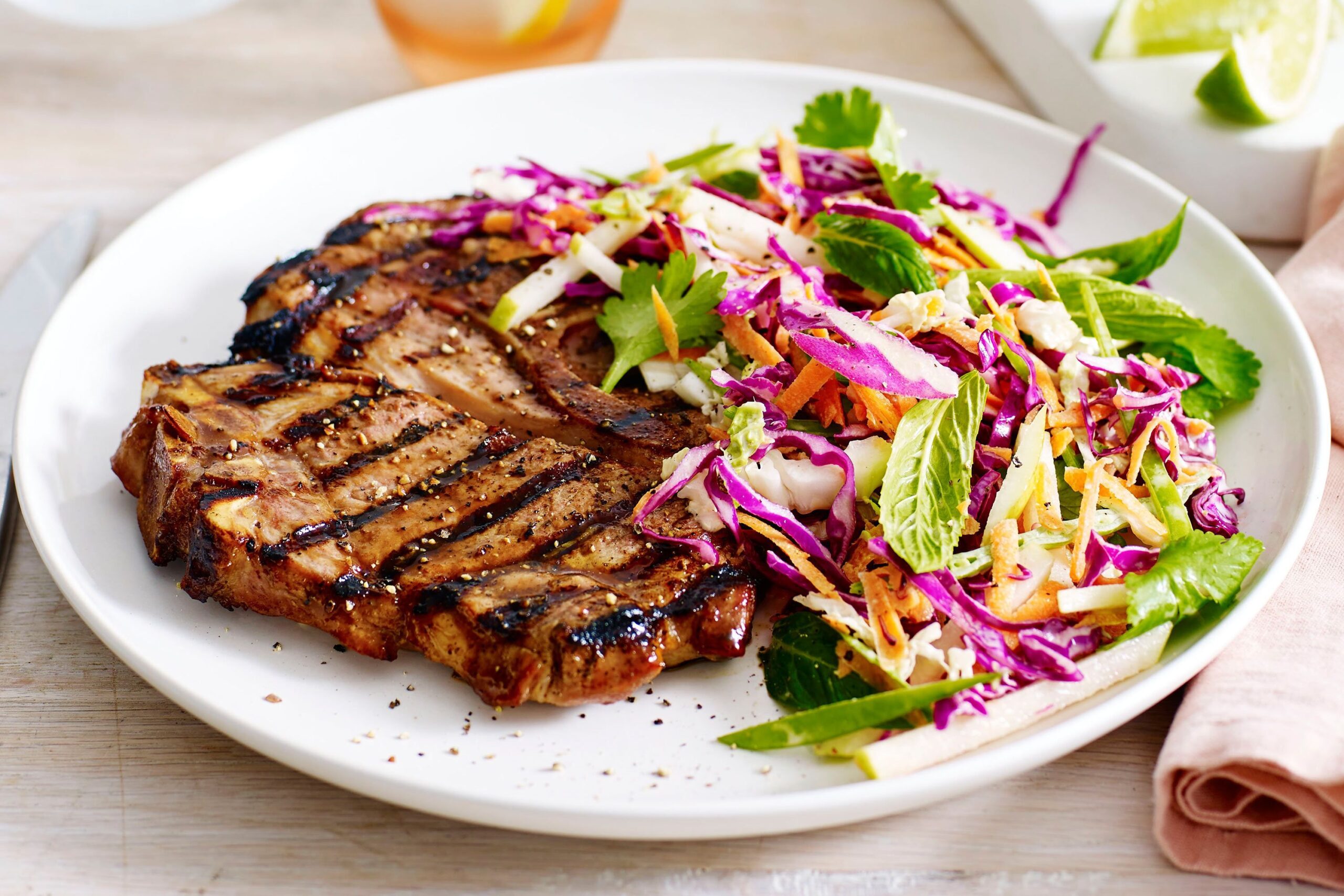 Pork chops with sloe sauce and Savoy cabbage