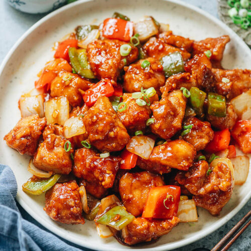 Air fryer chicken bites with sweet and sour sauce