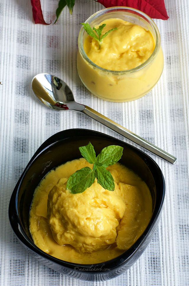 Mango and cardamom frozen yoghurt