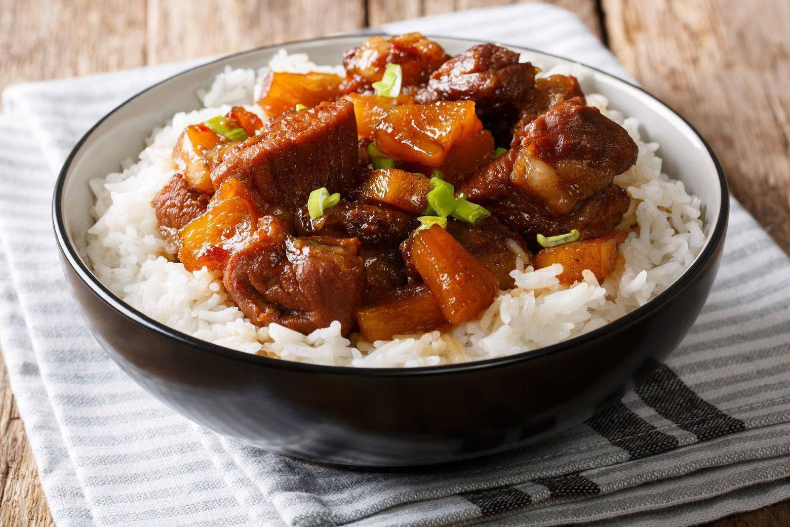 Pork adobo with rice