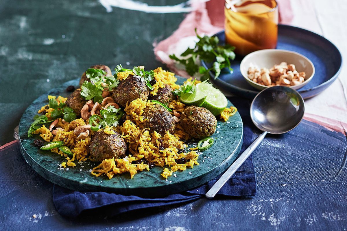 Veggie meatball biryani