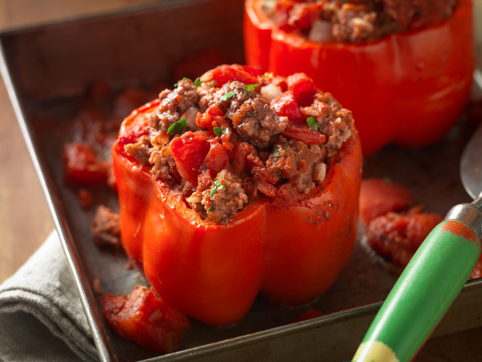 Stuffed peppers in a creamy tomato sauce