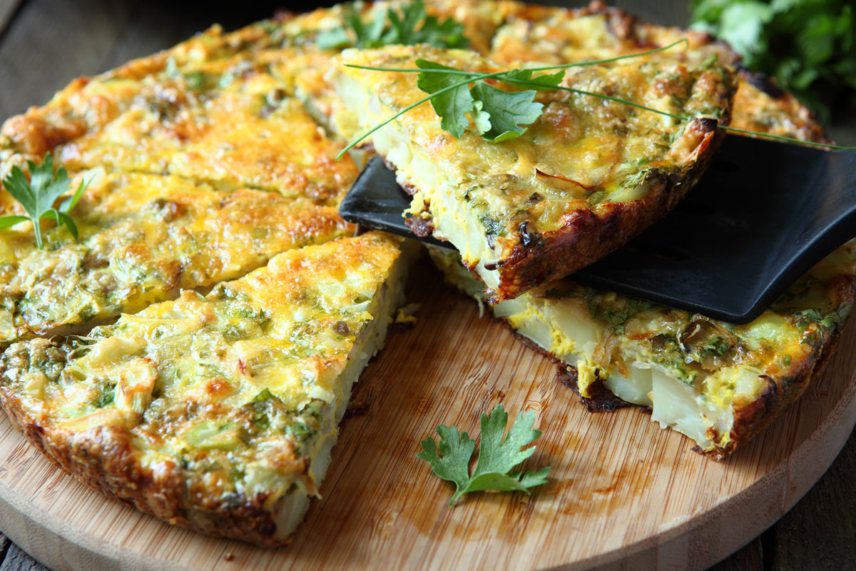 Leek and cheddar frittata