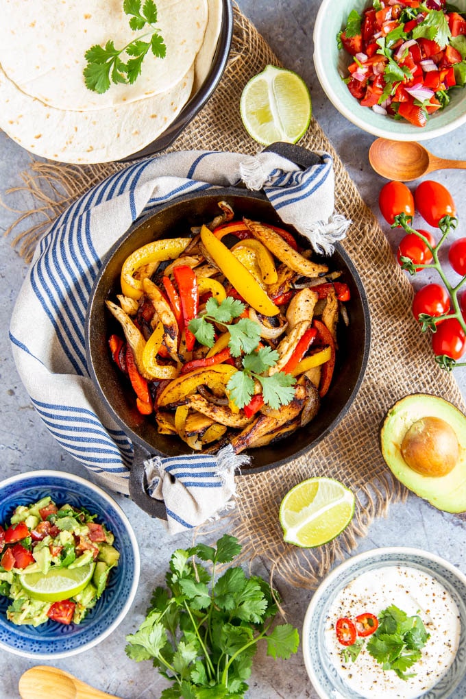 Leftover roast chicken fajitas