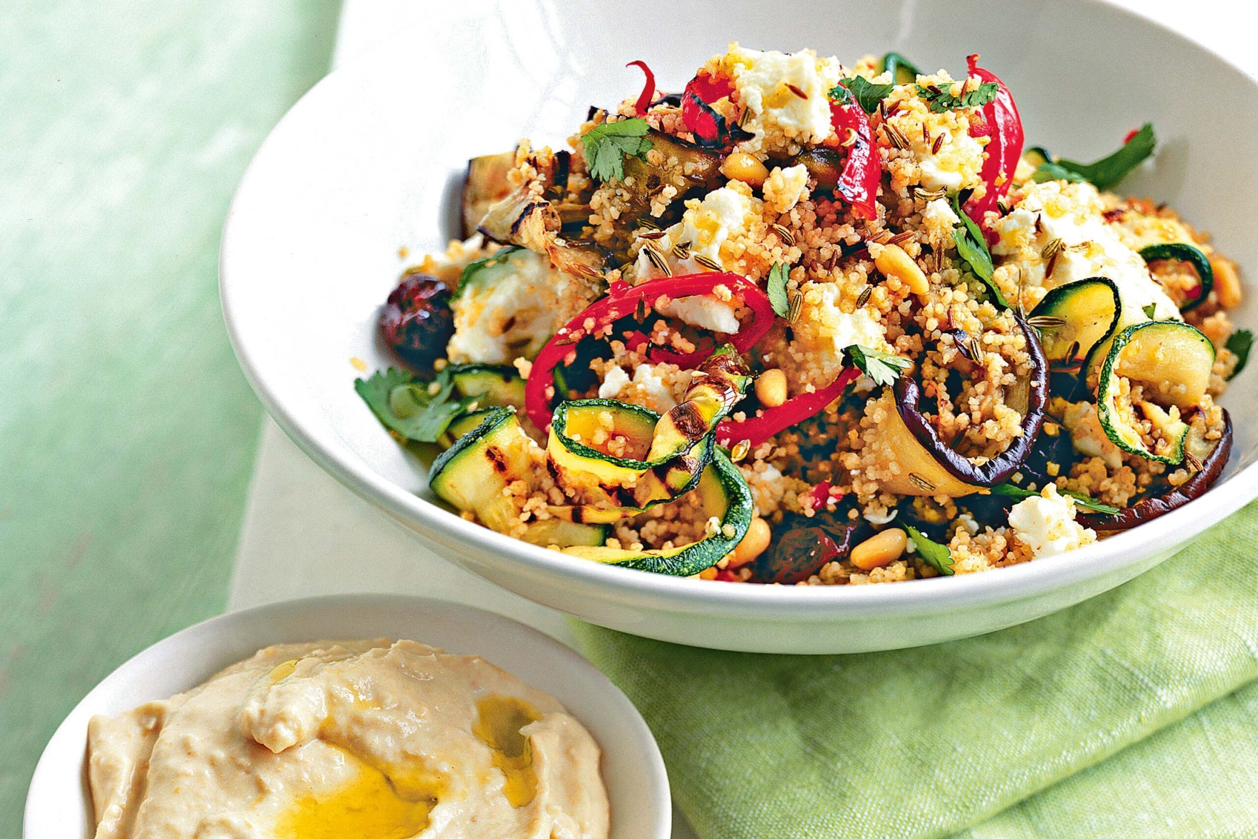 Charred vegetable and feta couscous