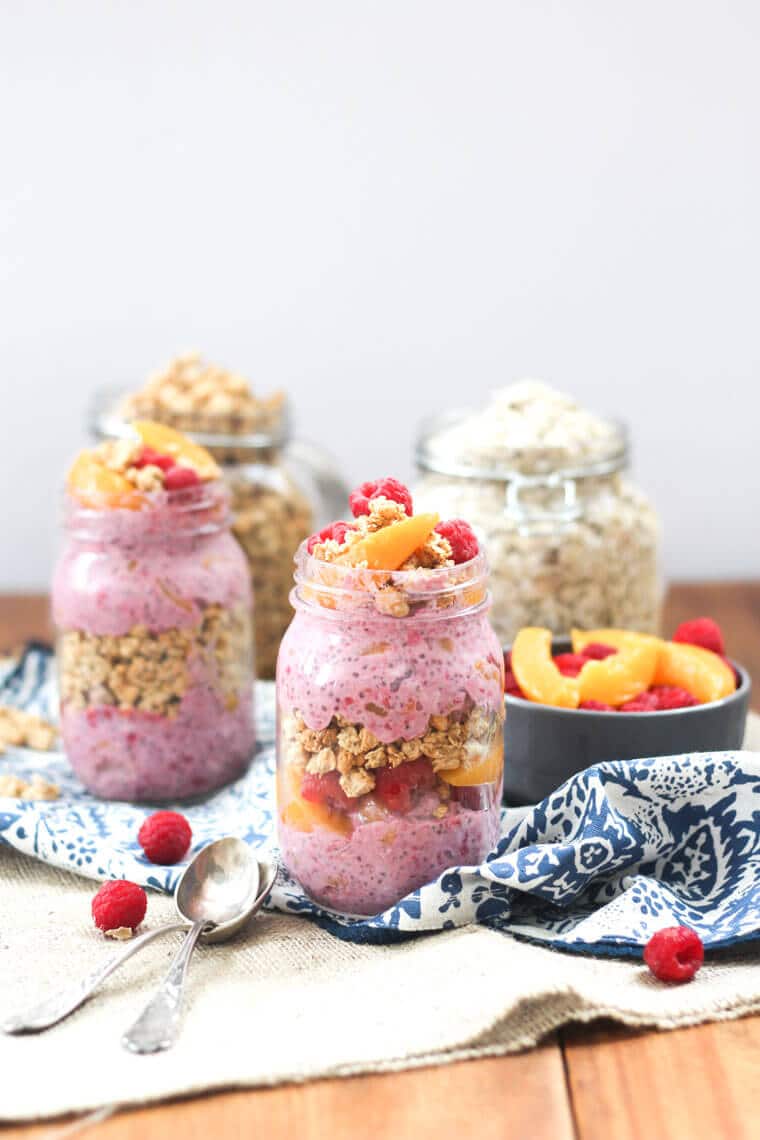 Peach melba overnight oats