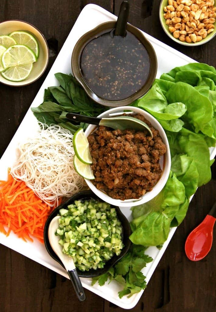 Vietnamese beef and lettuce wraps