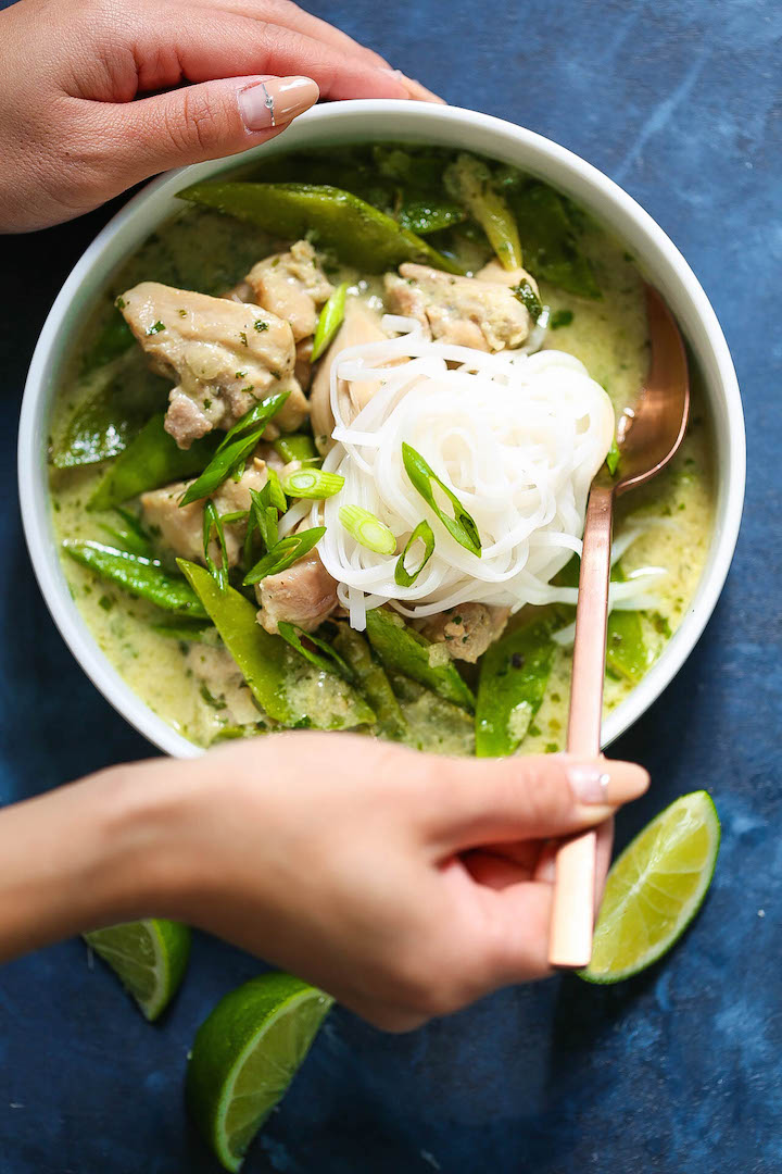 Thai green chicken noodle soup