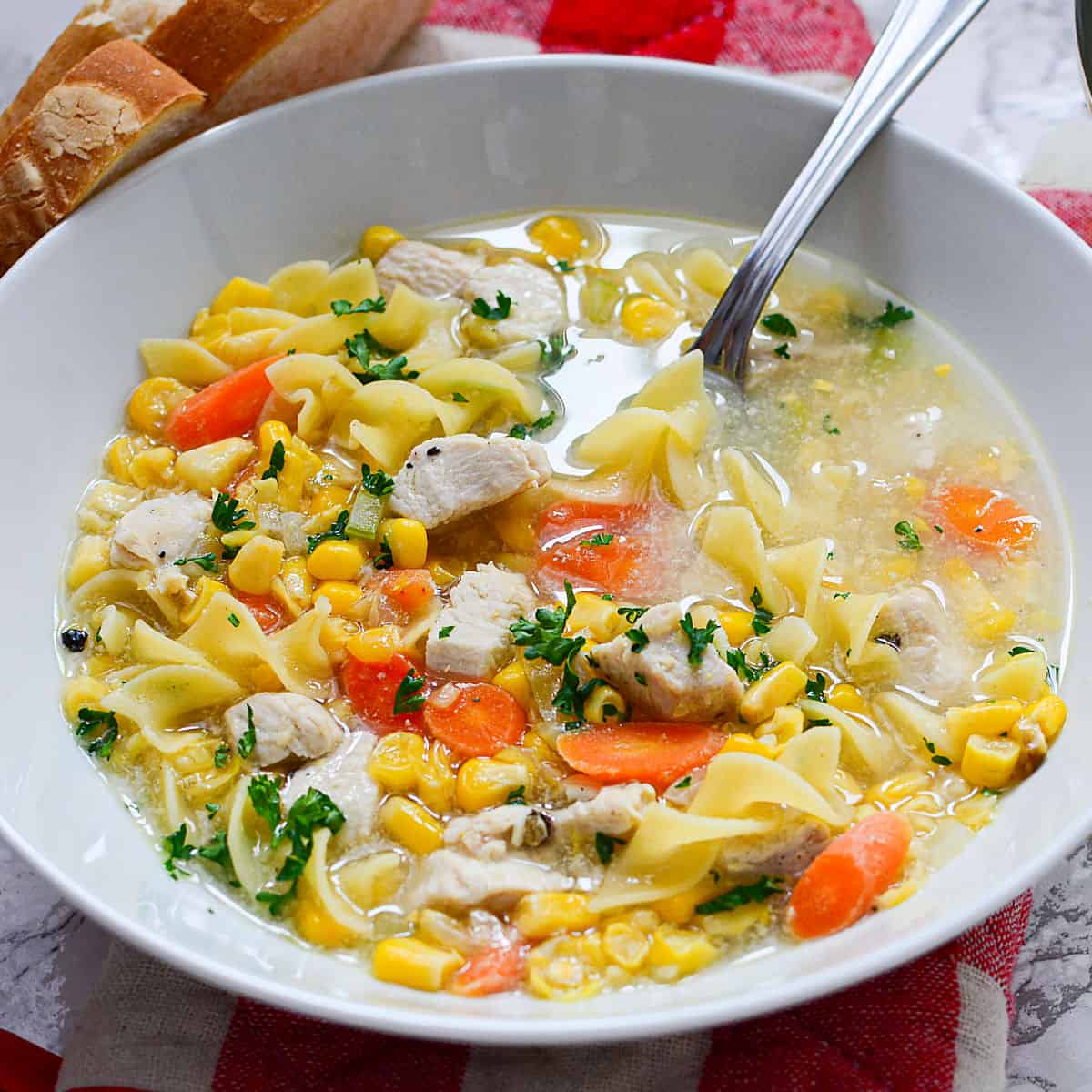 chicken and sweetcorn noodle soup