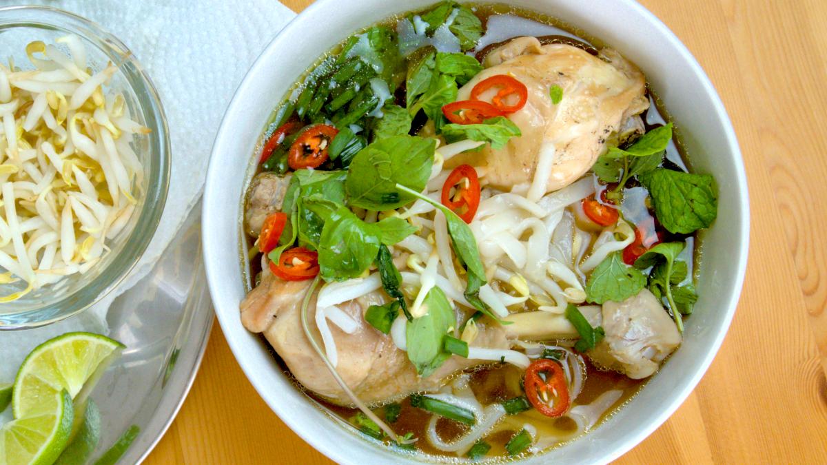 Pressure cooker pho ga (chicken noodle soup)