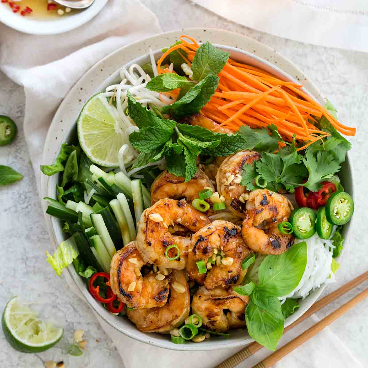 Vietnamese-style crayfish and noodle salad