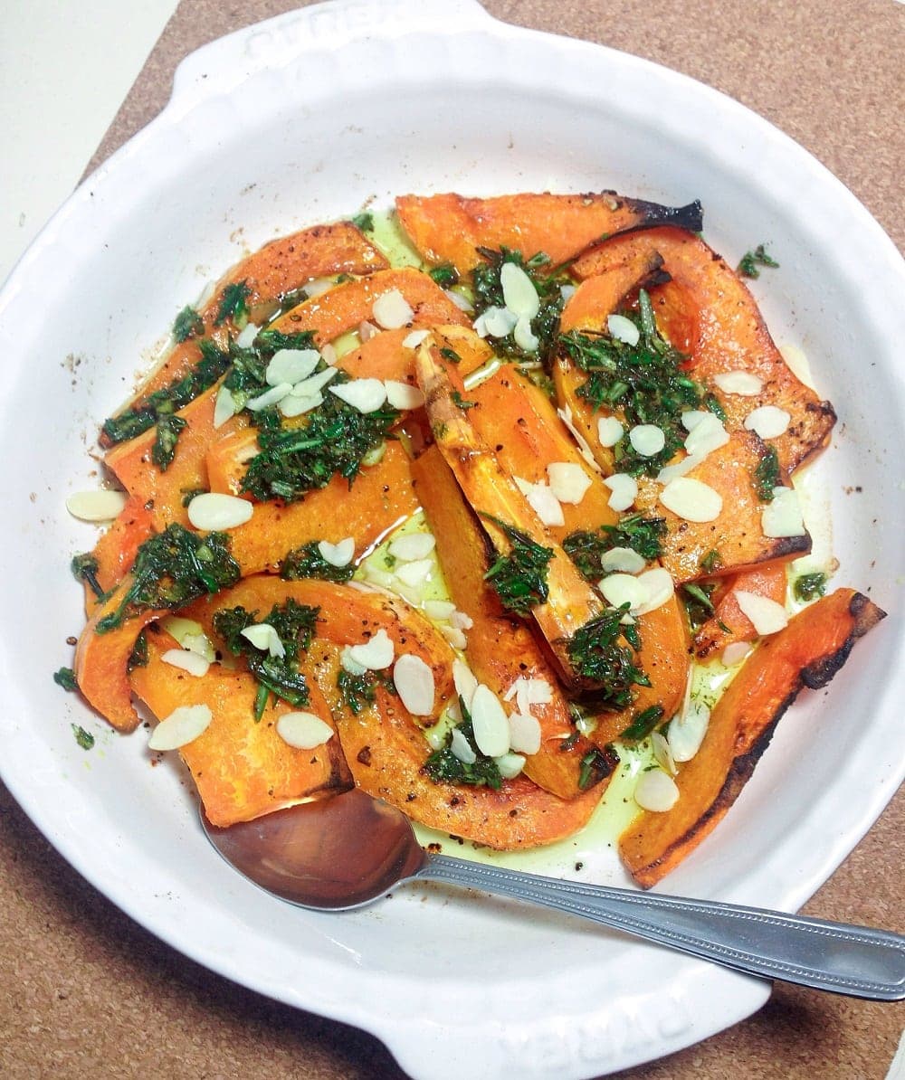 Butternut squash with rosemary and halloumi