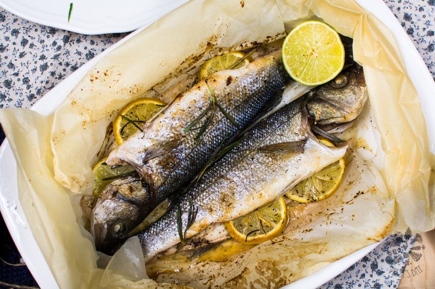 Sea bass fillet with rosemary and lemon